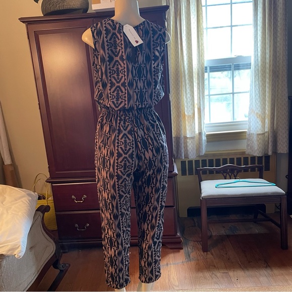One Clothing sleeveless jumpsuit. Cocoa and expresso. African print. - Picture 4 of 4